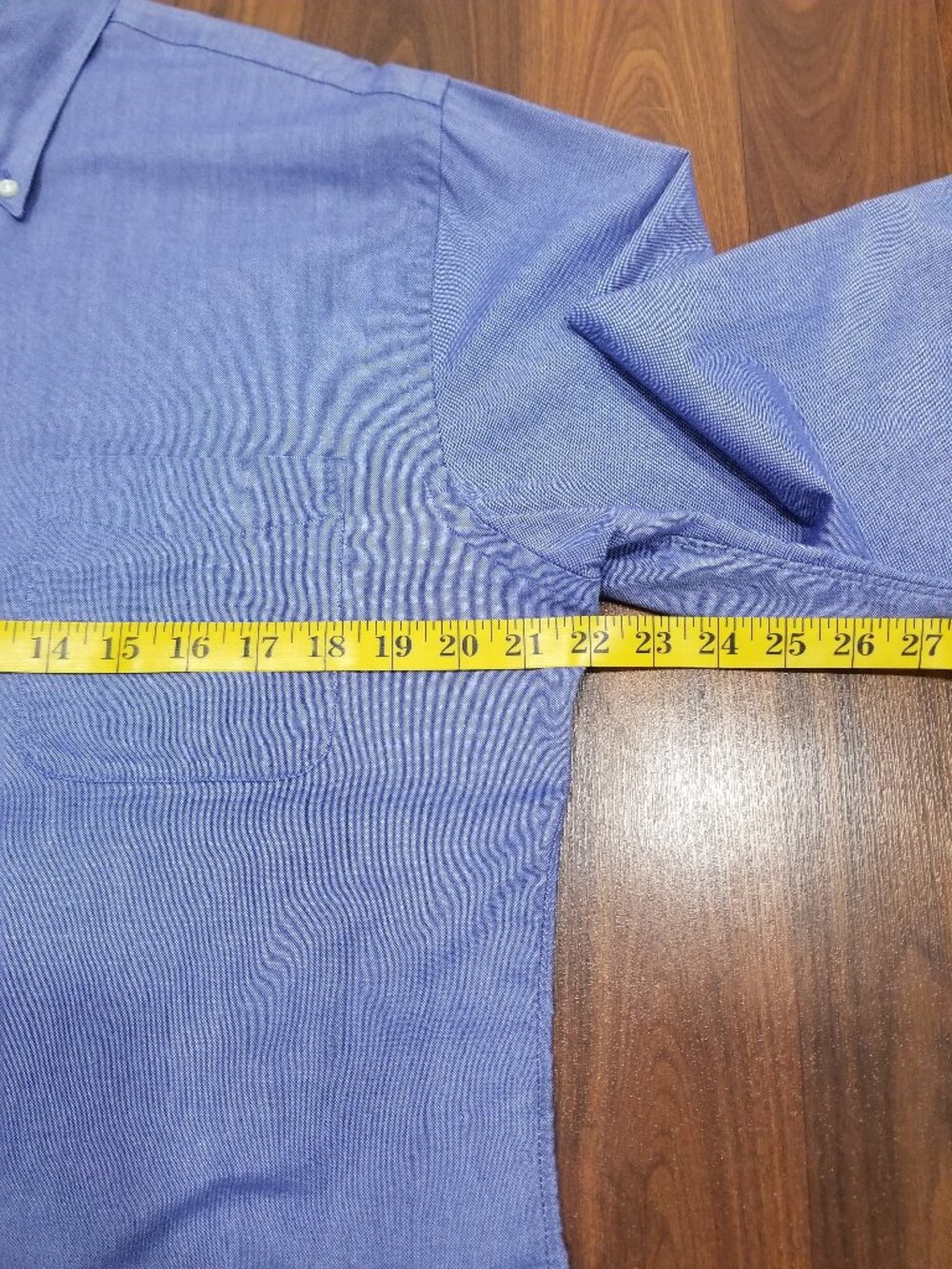 Men's Lands' End Trim Fit L/S Button Down Shirt, Blue, Size 16, EUC - Picture 8 of 11